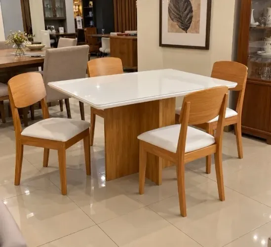 Mesa de Jantar Vidro 120x80 Com 4 Cadeiras (Entrego Hoje Lacrado Novo)