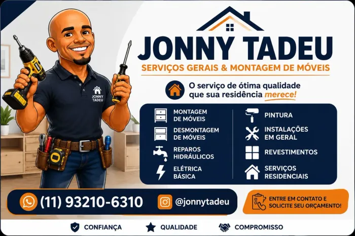 Jonny faz tudo completo - Marido de aluguel - Montagem - Serviços Gerais