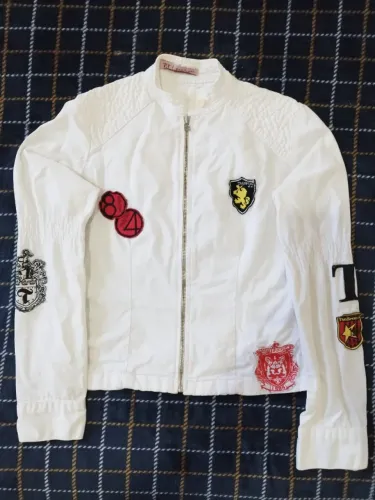 Jaqueta TNG Sport Feminina Branca Original Vintage Estilo Biker Moto Tam P