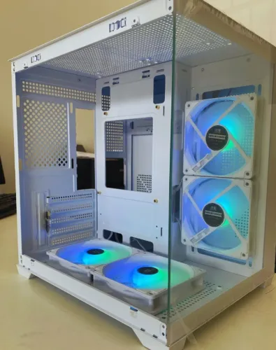 Gabinete aquário branco com 04 fans- NOVO