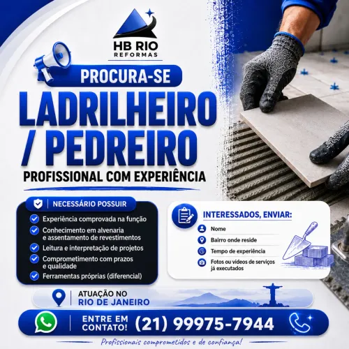 PRECISO DE PEDREIRO/LADRILHEIRO!