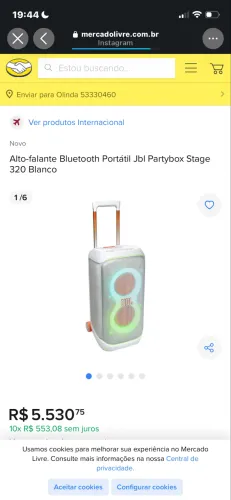 VENDO JBL Partybox Stage 320 branco 