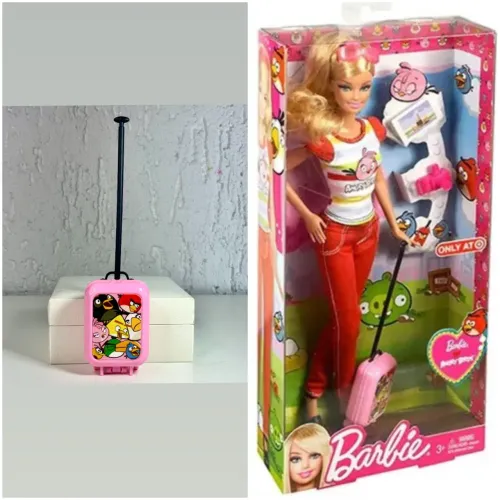 Mattel mala de viagem da barbie loves angry birds 2012 antiga original coleção