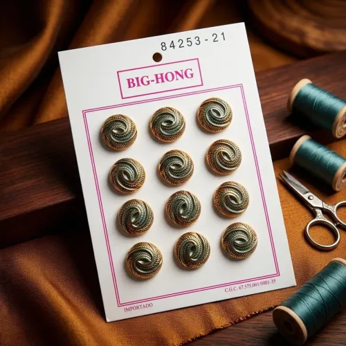 Cartela 12 botões antigos/ vintage da marca bighong