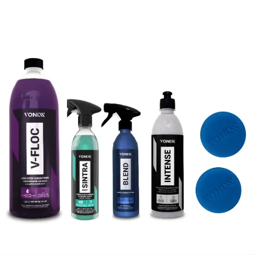 Kit Limpeza completa V-Floc + Blend Spray + Sintra Fast + Intense + Aplicadores de Espuma