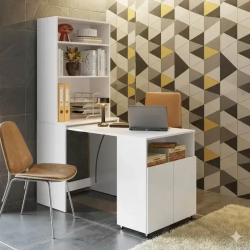 Mesa Dobrável Bancada Gourmet Para Cozinha Salt Branco