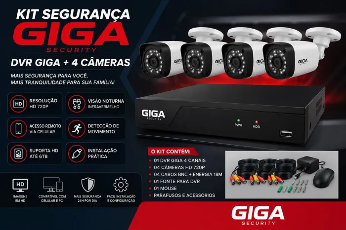 KIT CFTV GIGA 4 CANAIS COMPLETO