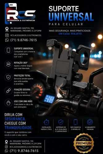 Suporte Pra Moto Articulado Com Entrada Usb