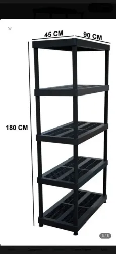 Estante Plástica Hércules 5 Prateleiras 60kg Plano - Preta