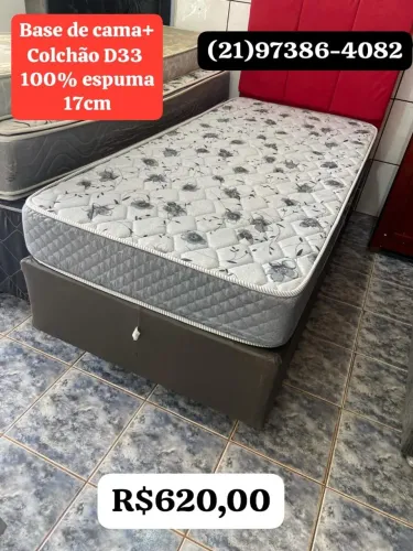 Base de cama solteiro + colchão solteiro