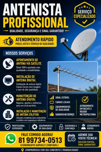 Antenista Profissional - Instalação de Antena Digital e Apontamento Via Satélite