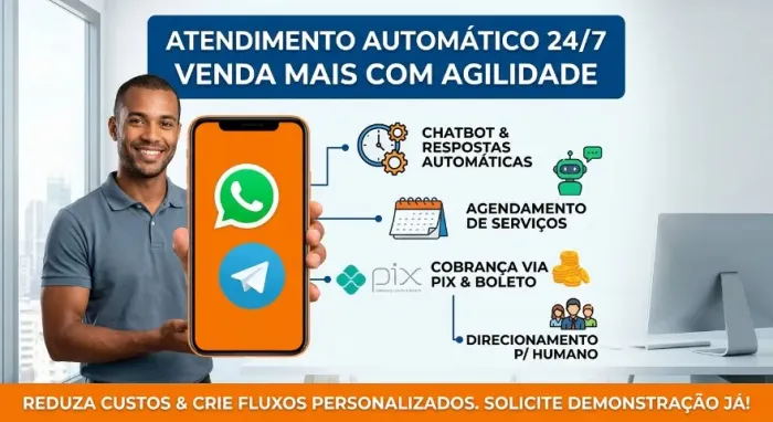 Automação de WhatsApp e Telegram | Atendimento Automático, Menu Interativo e Vendas 24/7