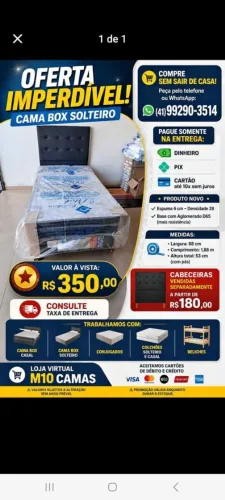 Cama box 88x188 solteiro novo # 10x sem juros no cartão