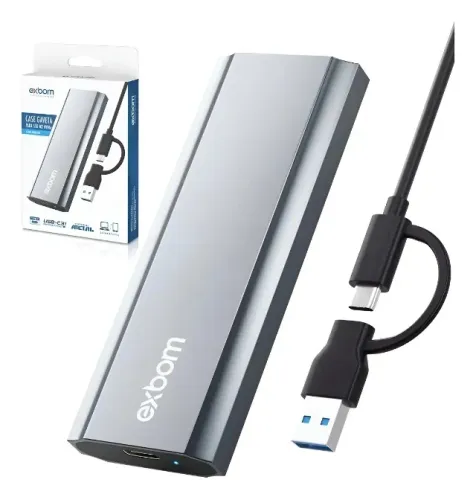 Hd Externo Nvme 1tb Slim Usb 3.0 Notebook Pc Smartphone Backup Usb e Tipo C - Garantia