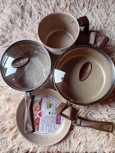 Kit de Panelas Alegrere 4 Peças Cor Creme - Novo