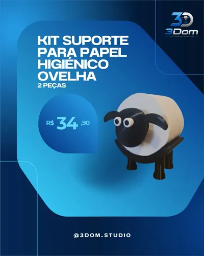 KIT SUPORTE PAPEL HIGIÊNICO OVELHA