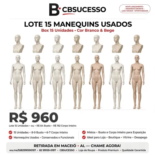 Lote 15 Manequins Usados - R$960 o Lote - R$64 Busto R$192 Corpo - Maceió
