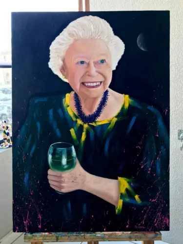 Pintura a óleo "God Save the Drink" 50x70cm