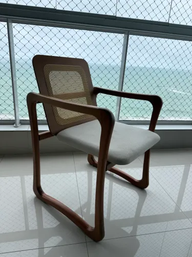 Conjunto com 6 Cadeiras de Design em Madeira e Palhinha