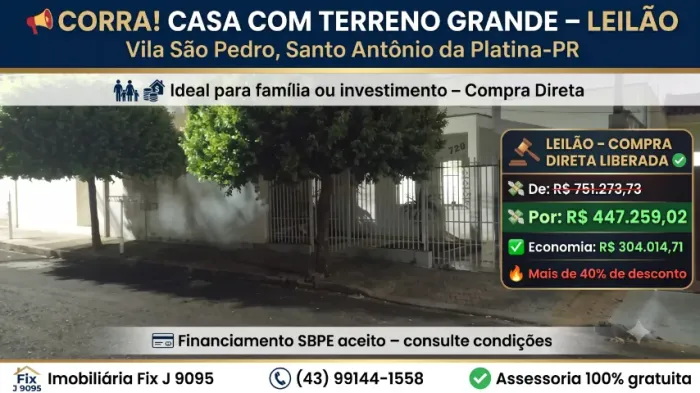Oferta especial ? Casa no Vila São Pedro, Santo Antonio da Platina - PR, Nº 727, 440m² | V