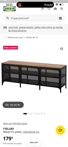 Móvel para TV IKEA FJÄLLBO Original - Industrial Preto e Madeira