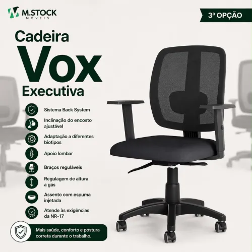 Executiva cadeira vox com regulagem no encosto 
