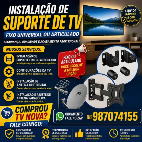 Suporte para tv universal ou articulado instalação 
