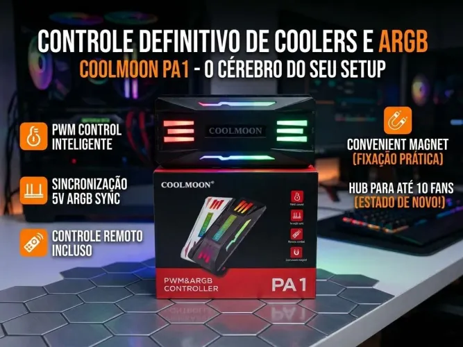 Controladora Hub de Fans Coolmoon PA1 (PWM & ARGB)