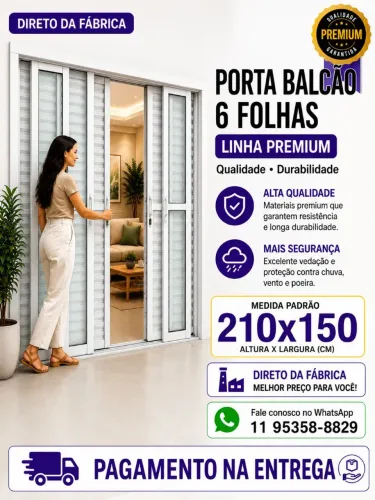 Porta Balcão 6 Folhas Premium 210x150 Direto da Fábrica