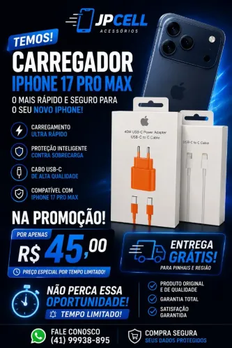 Carregador completo iPhone 17 - Entrega rápida