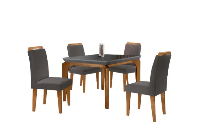 Mesa de Jantar + 4 Cadeiras Athenas Londrina 120 - 100% Mdf