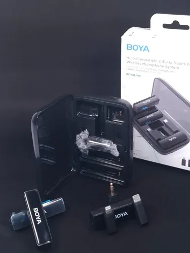 Sistema Microfone Sem Fio Boya Boyalink Wireless Dual Preto