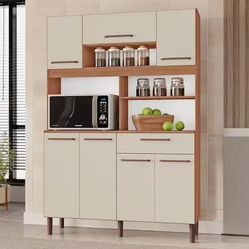 Armário de Cozinha Icaraí 100% MDF Tuboarte 7 Portas e 1 Gaveta - Off White