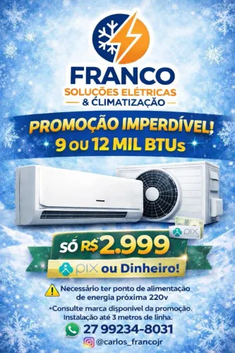 Seu ar novo já Instado 12mil BTUS
