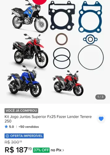 Jogo de juntas fazer ,lander, tenere.