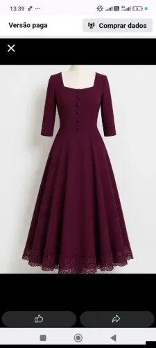 Vestido social vinho saia godê