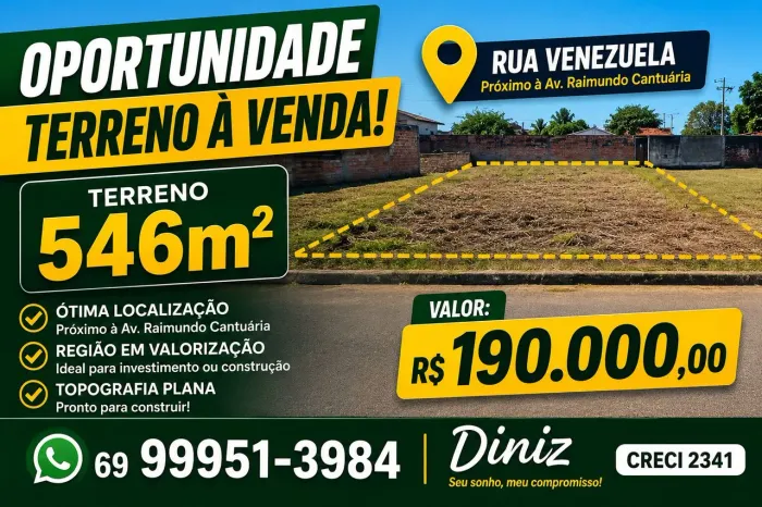 OPORTUNIDADE!! TERRENO DE 546M2 A VENDA NA RUA VENEZUELA