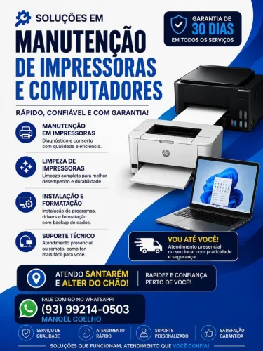 Seu computador ou impressora está dando problema? Eu vou até você!