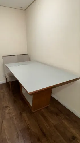 Mesa de Jantar Reta Vidro Laca Off White