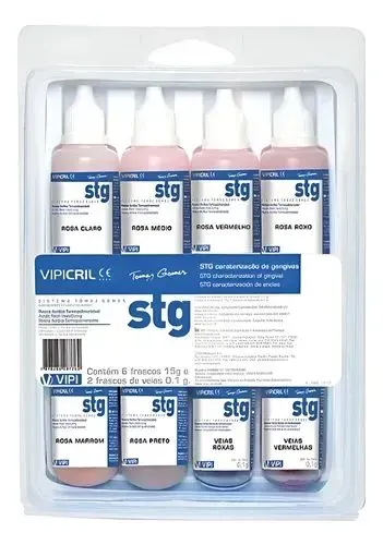 Kit de Resina acrílica gengiva STG da marca. Vipi. 