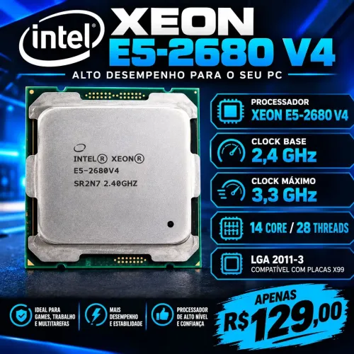 Processador Xeon 2680 V4 2.4 GHZ a 3.3 GHZ 14/24