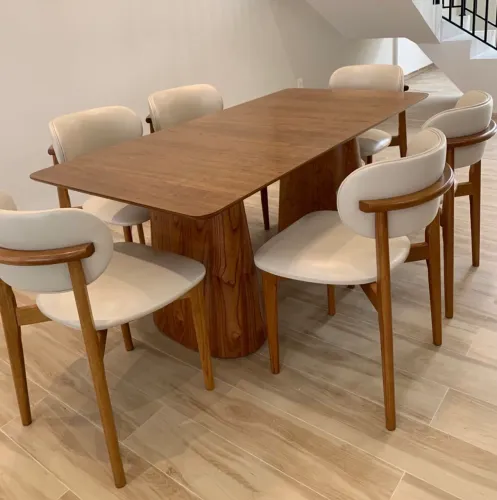 Mesa Laminada 1,80 com 6 Cadeiras Linho NOVO