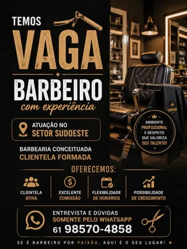 Barbeiro início imediato - Setor Sudoeste