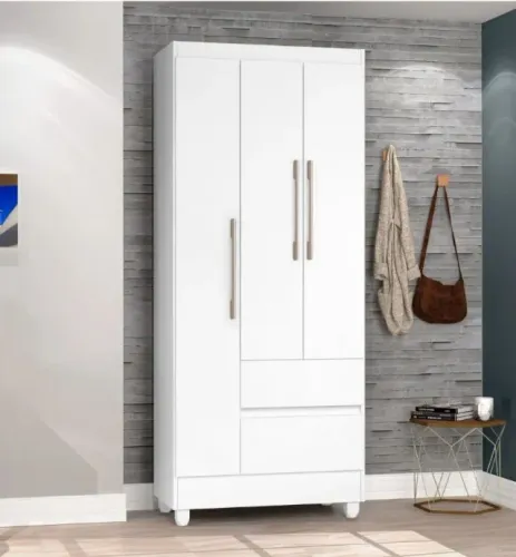 Guarda Roupa Loreta Solteiro 3 Portas 2 Gavetas Uniao Móveis (Fazemos Entrega)