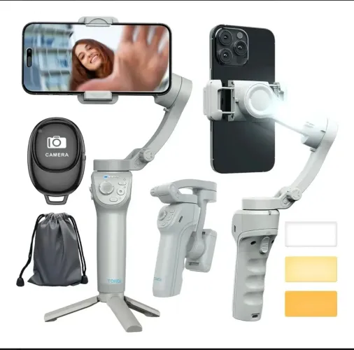 Estabilizador 3 eixos, com 360?, joystick, identificador facial e rastreador