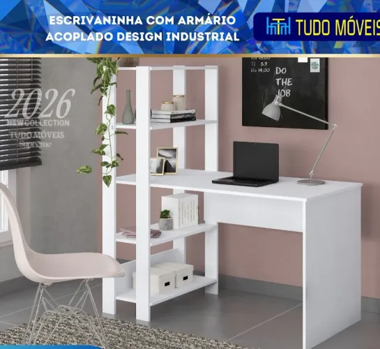ESCRIVANINHA COM ESTANTE ACOPLADO C/DESING INDUSTRIAL