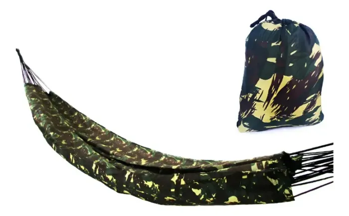 rede dormir camping selva camuflada militar pesca 2,13x1,50m solteiro