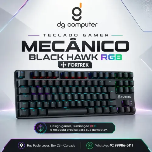 Teclado Gamer Gamer Mecânico Black Hawk RGB Fortrek<br><br>*R$ 199,99*