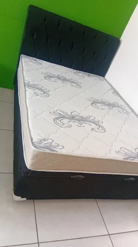 Cama bau casal maravilhosa colchao separado cabeceira e tudo mais