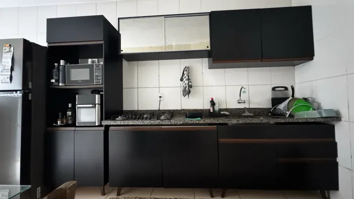 Cozinha Completa Madesa Reims 310001 com Armário e Balcão - Preto